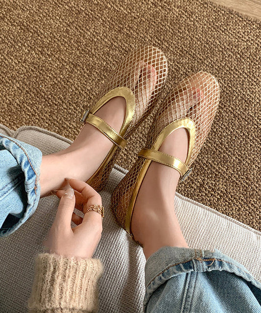 Summer Silver Buckle Strap Flat Sandals Breathable Hollow Out Design