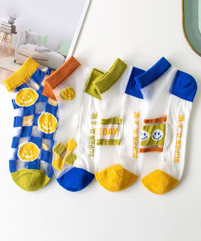 Summer Ultra-Thin Jacquard Sheer Mesh Ankle Socks