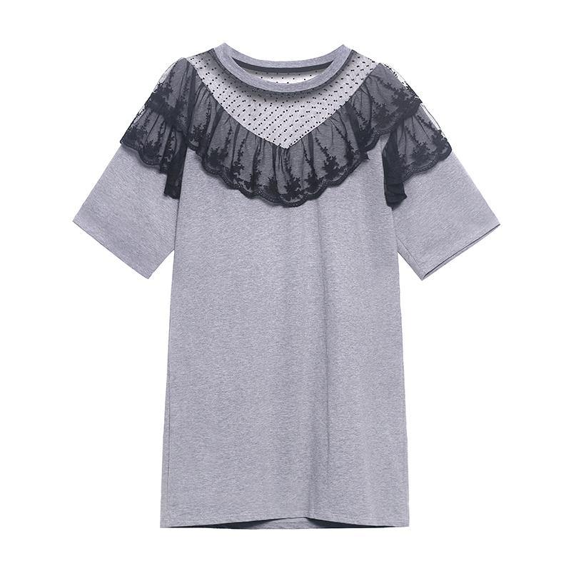 Unique Black Patchwork Lace Cotton Summer Maxi Dresses - SooLinen