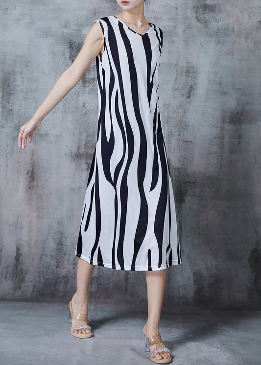 Unique Black Striped Chiffon Maxi Dresses Summer