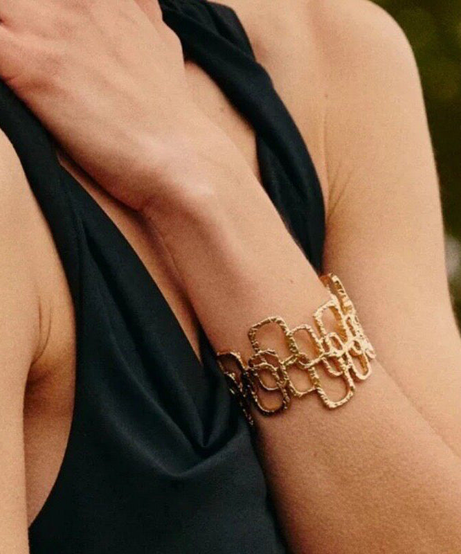 Unique Gold Copper Alloy Hollow Out Cuff