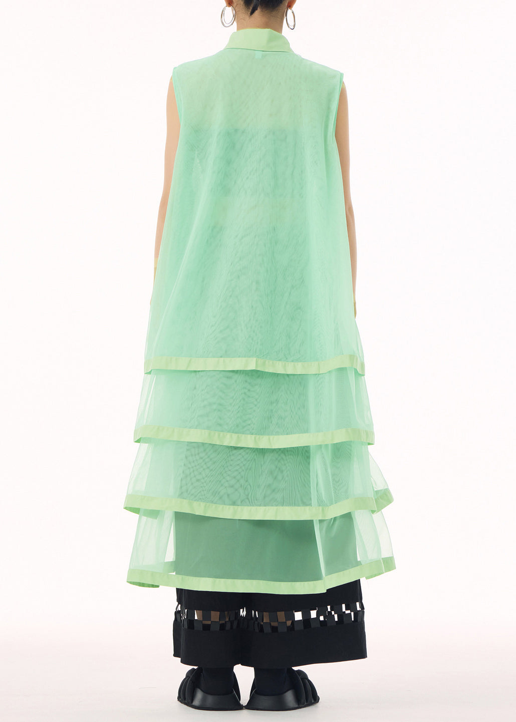 Unique Green Peter Pan Collar Tulle Patchwork Cotton Maxi Dresses Summer