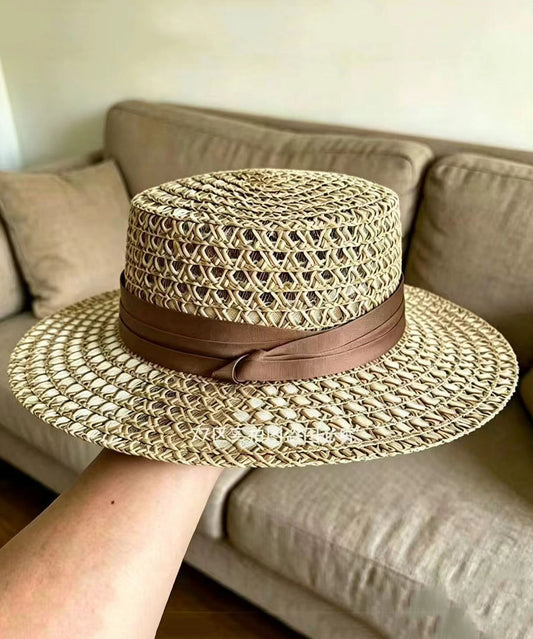 Unique Mulberry Hollow Out Straw Woven Floppy Sun Hat