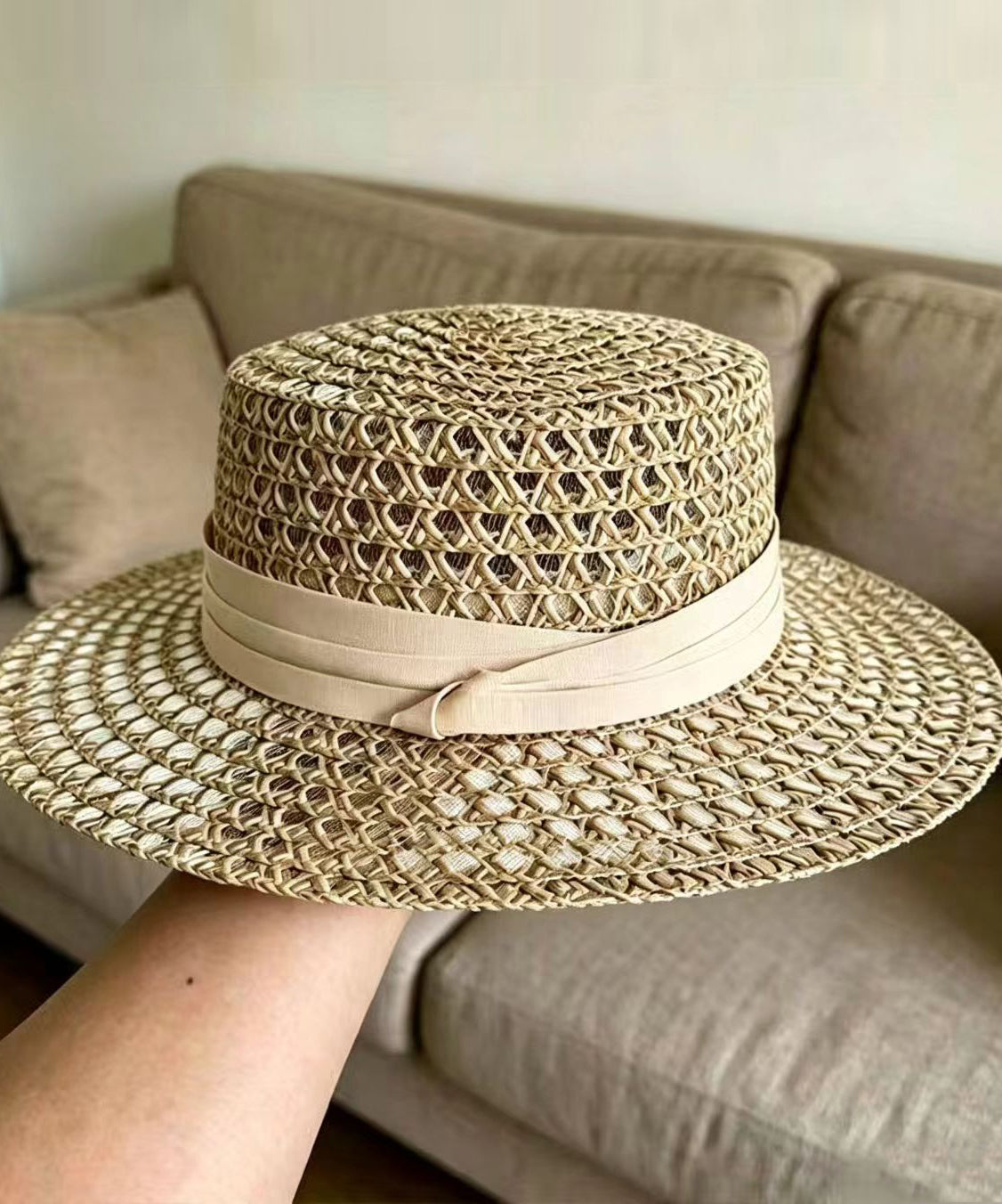 Unique Mulberry Hollow Out Straw Woven Floppy Sun Hat