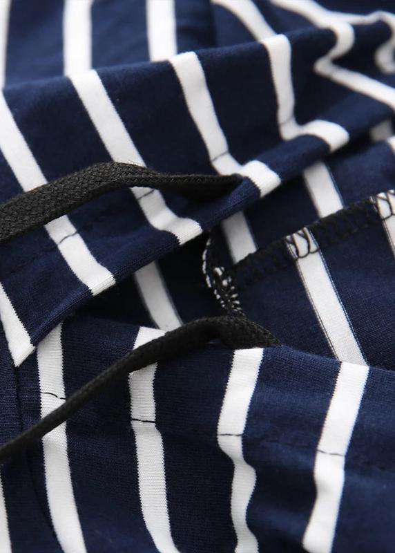 Unique cotton clothes Women Casual Classic Wild Striped Hooded Loose Dress - SooLinen