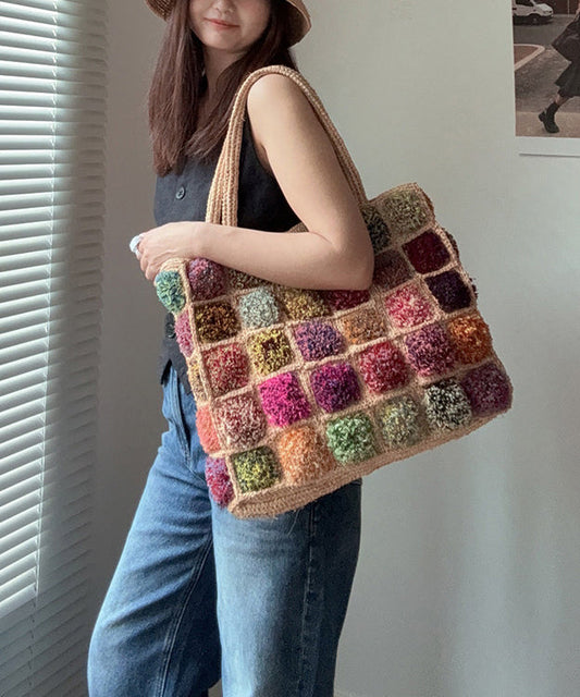 Vacation Style Colorful Woven Large Capacity Shoulder Bag