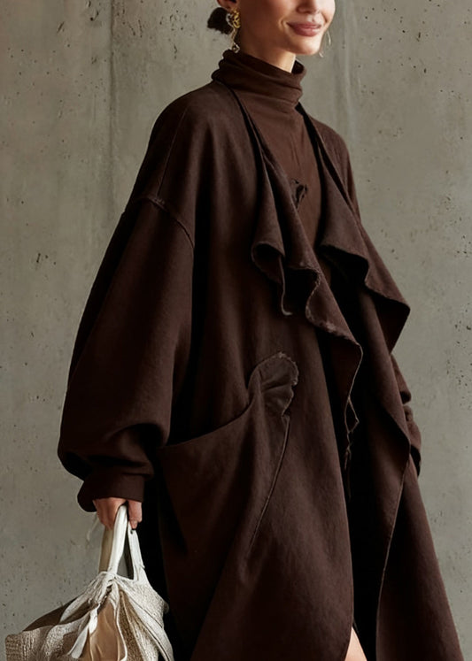 Vintage Button Pockets Cotton Long Coats Spring