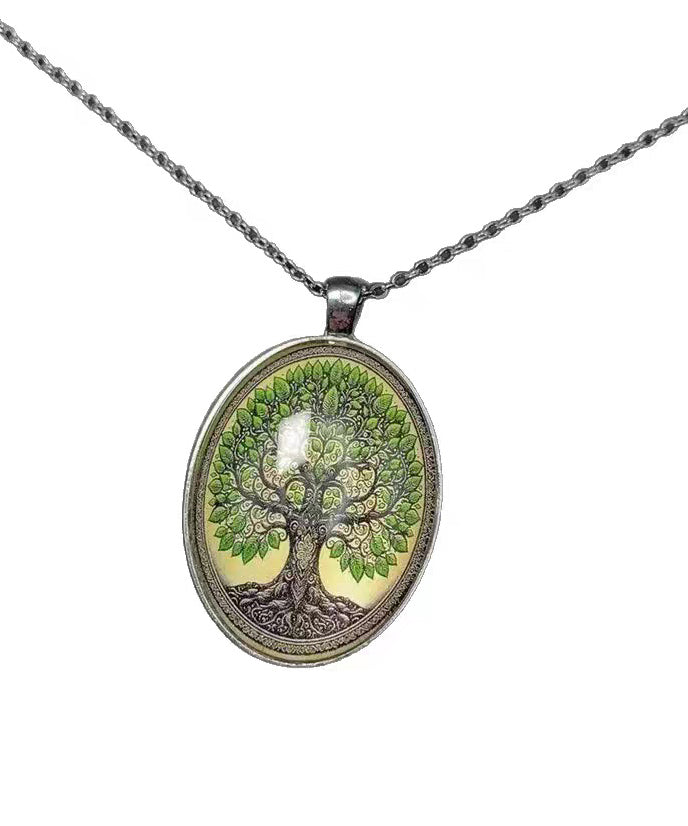 Vintage Ellipse Tree Of Life Alloy Lariat Necklace