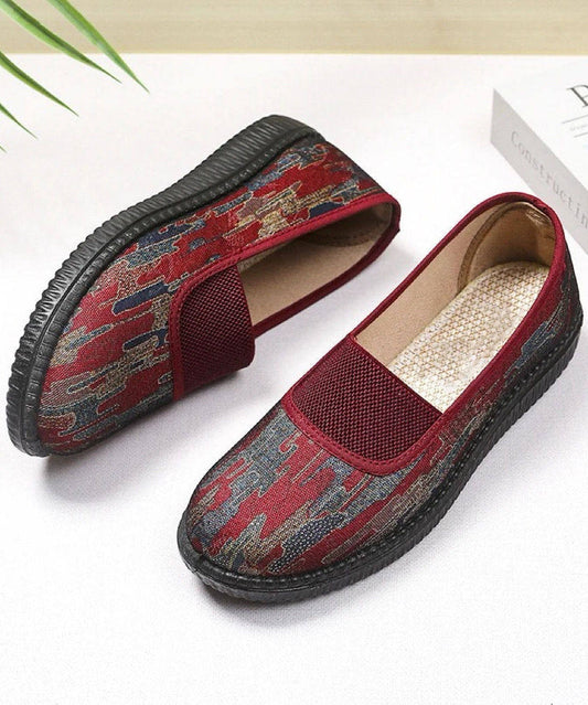 Vintage Flat Shoes For Women Black Cotton Fabric