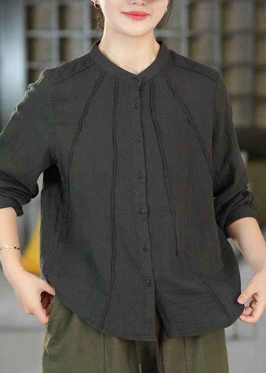 Vintage Green O-Neck Patchwork Shirt Lantern Sleeve