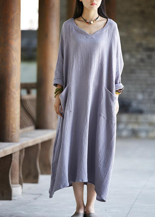 Vintage Green V Neck Dress Patchwork Batwing Sleeve Spring Dresses - SooLinen