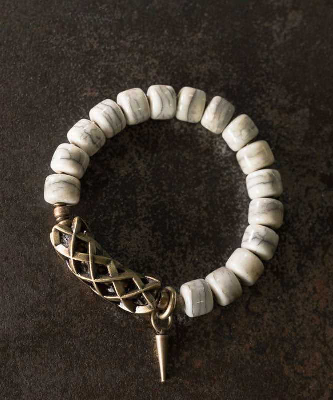 Vintage Stylish Copper And Jade Men Bracelet
