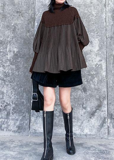 Vintage black sweater tops Puff Sleeve Loose fitting Cinched knit tops - SooLinen