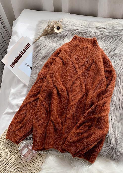 Vintage high neck thick Sweater dress Classy dark blue sweater dresses - SooLinen