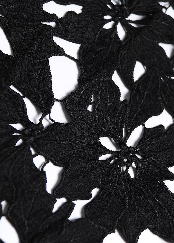 Vivid hollow out cotton dresses Photography black patchwork Maxi Dresses summer - SooLinen