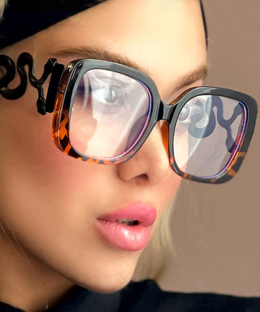 Vogue Black Square Snake Eyeframe Flat Mirror