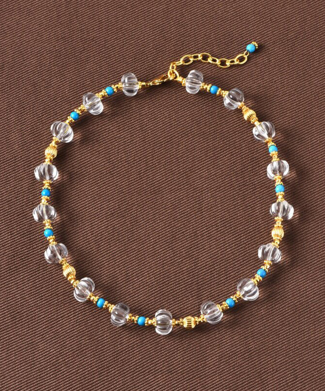 Vogue Gold Copper Overgild Turquois Pendant Necklace Three-Piece Set