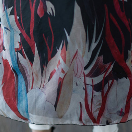 Warm black print down coat oversized stand collar patchwork down jacket Chinese Button down coat