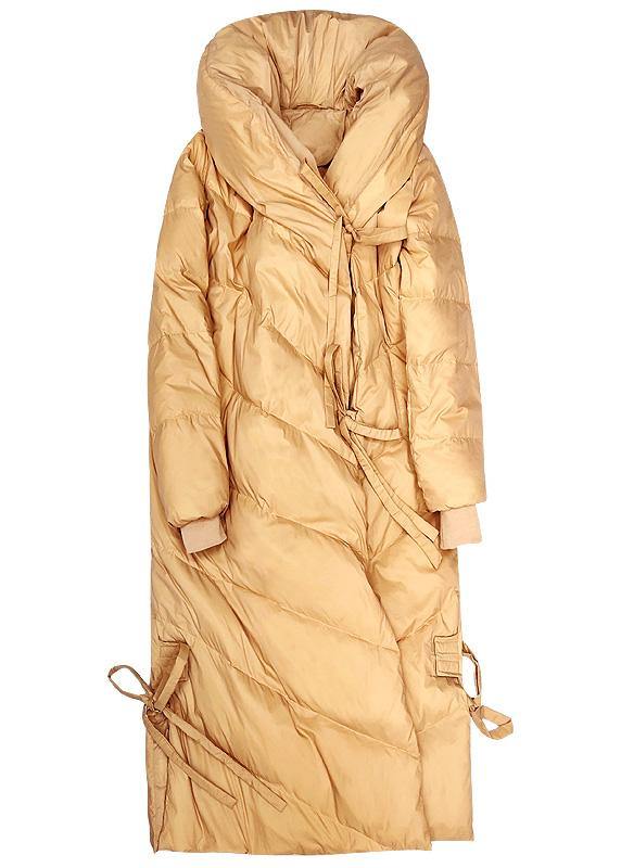 Warm khaki down coat winter plus size clothing hooded womens parka drawstring Warm overcoat - SooLinen