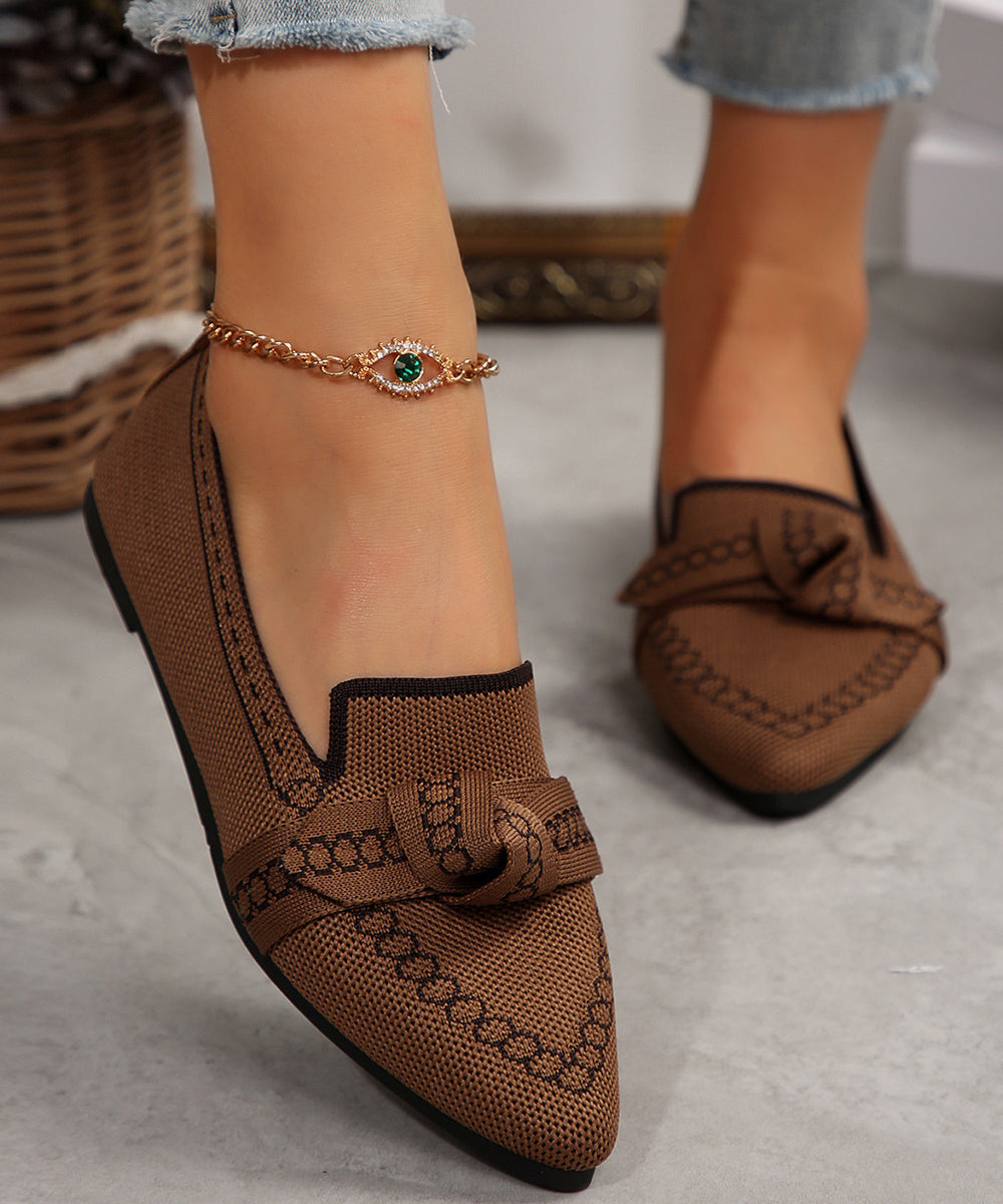 White Flat Shoes For Women Splicing Breathable Mesh Pointed Toe