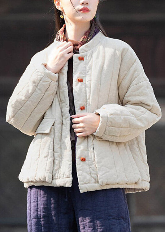 White Pockets Button Thick Parka Winter
