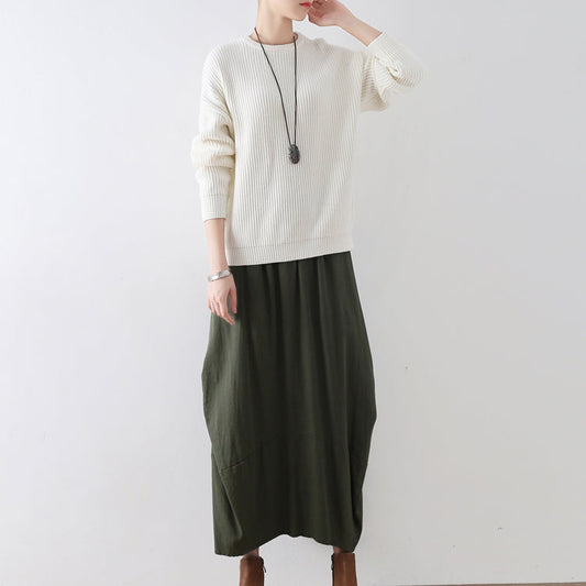 White cotton sweaters women knit tops 2025 winter short sweaters