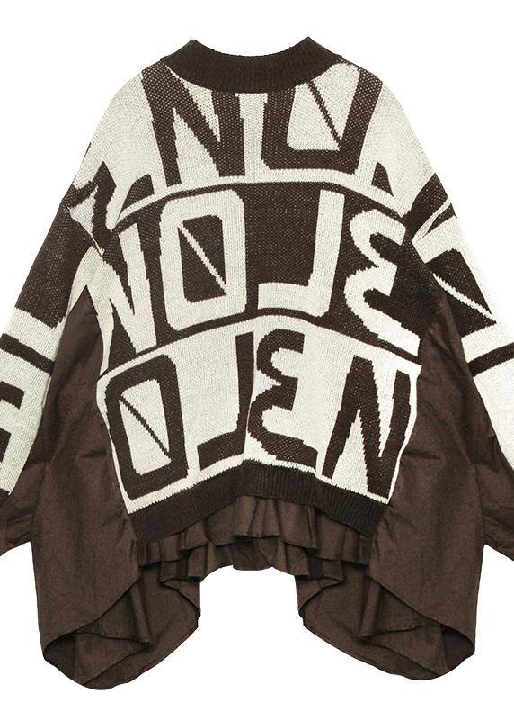 Winter black knitted t shirt casual o neck patchwork knit sweat tops - SooLinen