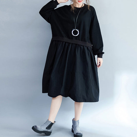 Women Clothing Casual Loose Dress Fashion Patchwork Dresses