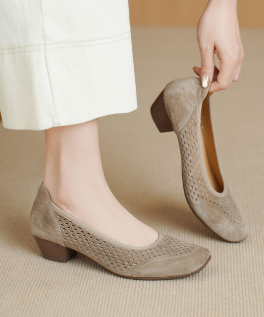 Women Comfortable Breathable Chunky Black Suede Shoes