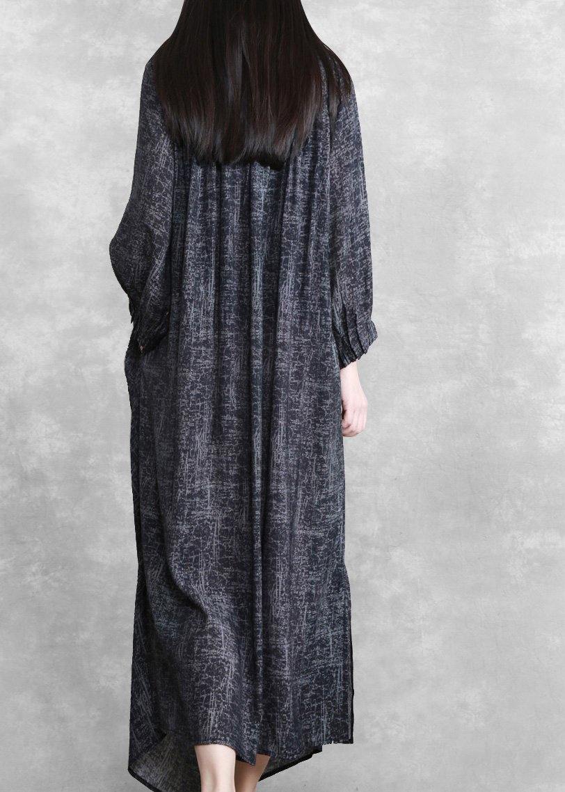 Women Dark Gray Linen Maxi Dress Spring Outfits - SooLinen
