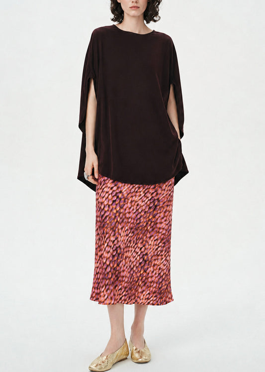 Women Dark Purple Oversized Cotton Shirt Batwing Sleeve