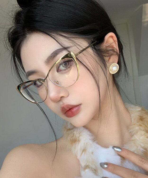 Women Gold Fashion Full Frame Reading Glasses