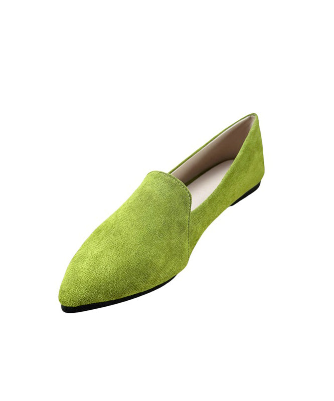 Women Green Suede Splicing Flat Shoes Pointed Toe Plus Size