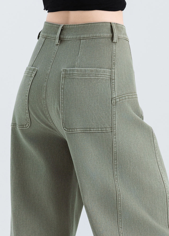Women Grey Oversized Patchwork Denim Pants Spring