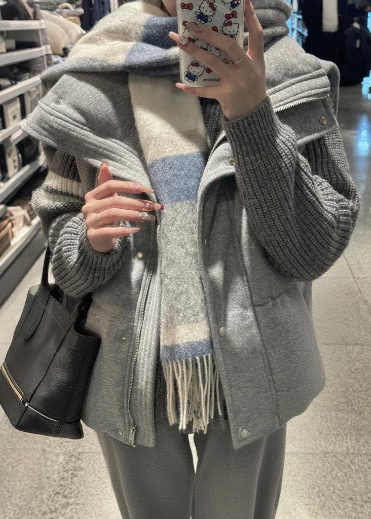Women Grey Oversized Warm Duck Down Vests Winter