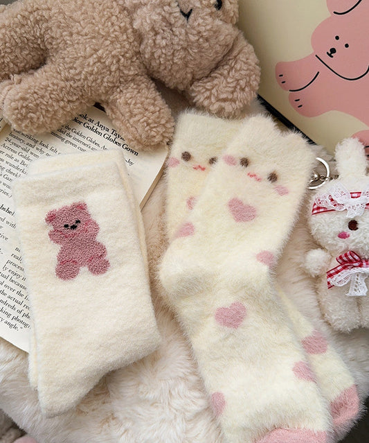 Women Jacquard Cozy Warm Mink Velvet Crew Socks