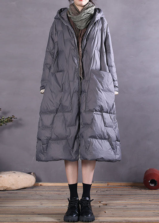 Women Khaki Zip Up fashion Duck Down coat Winter