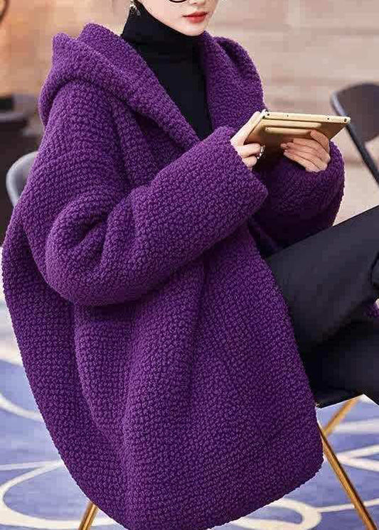 Women Loose Brown Hooded Faux Fur Coat Winter
