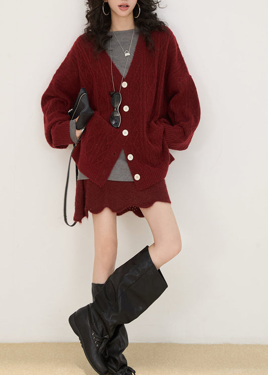 Women Mulberry Oversized Pockets Knit Cardigan Winter