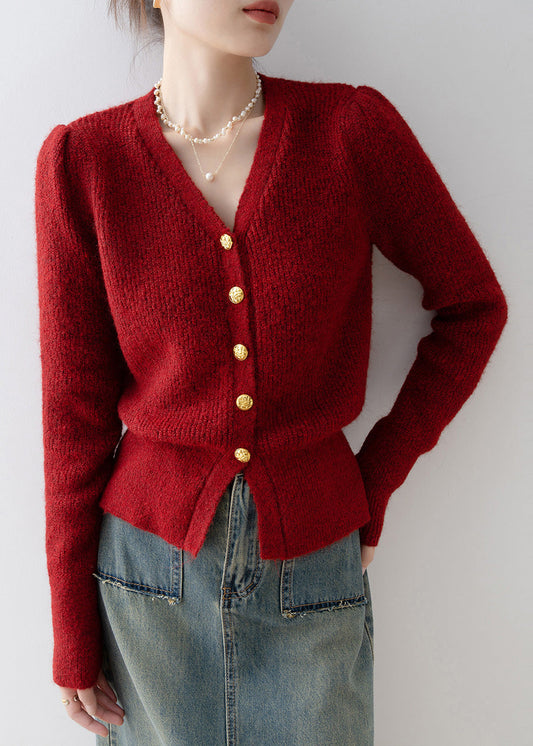 Women Mulberry V Neck Silm Fit Knit Cardigans Winter