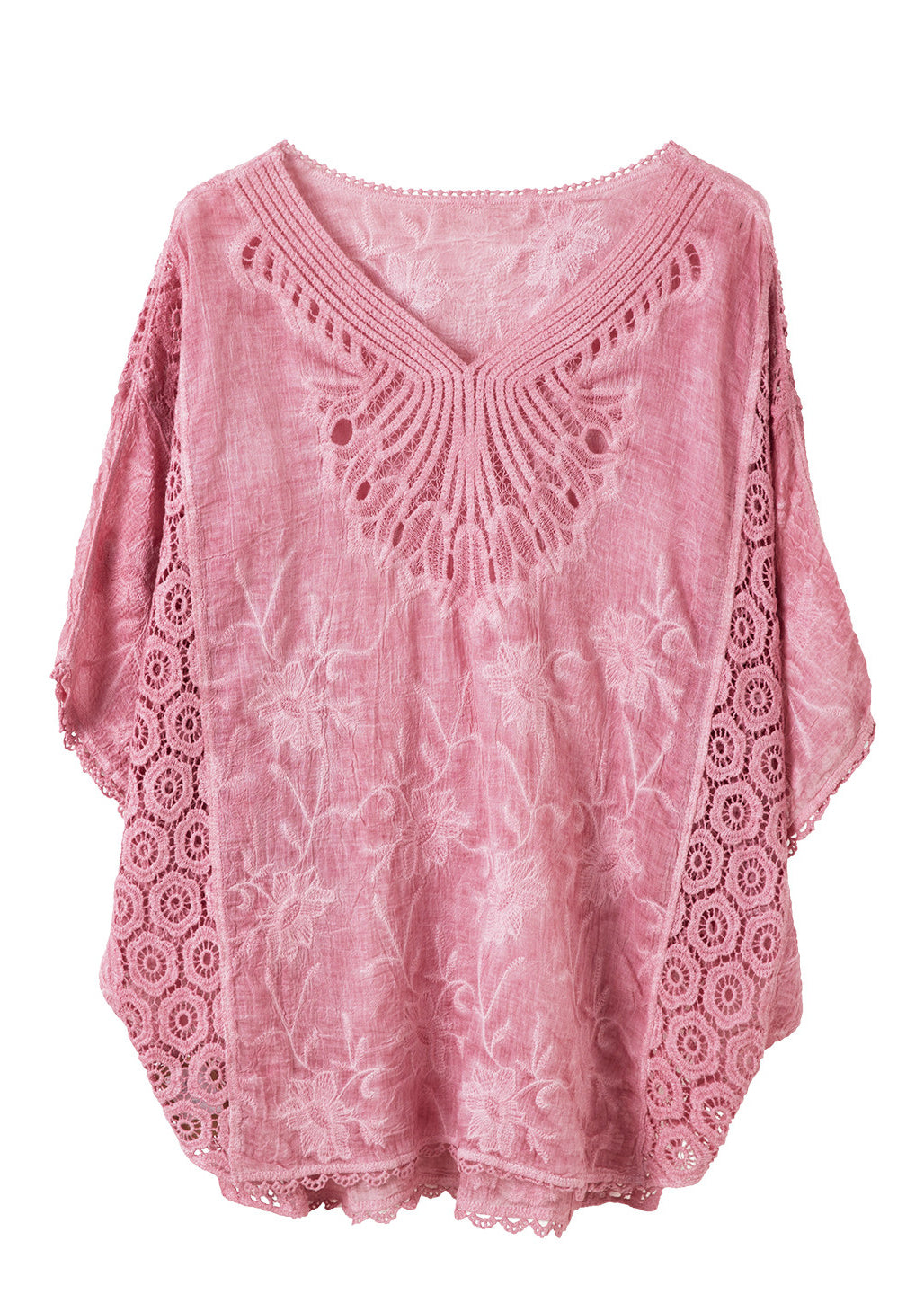 Women Pink Oversized Patchwork Lace Tank Tops Summer