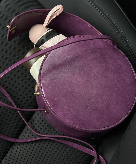 Women Purple Rotundity Solid Durable Leather CrossBody Bag