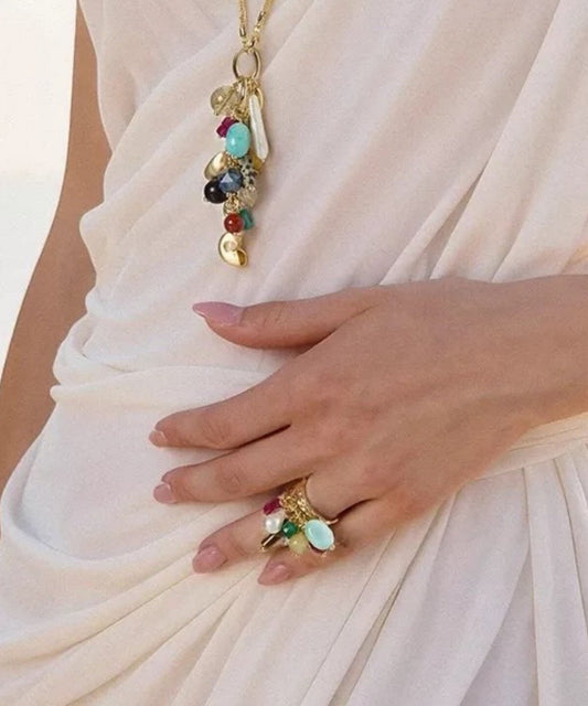 Women Rainbow Alloy Artascope Open Rings