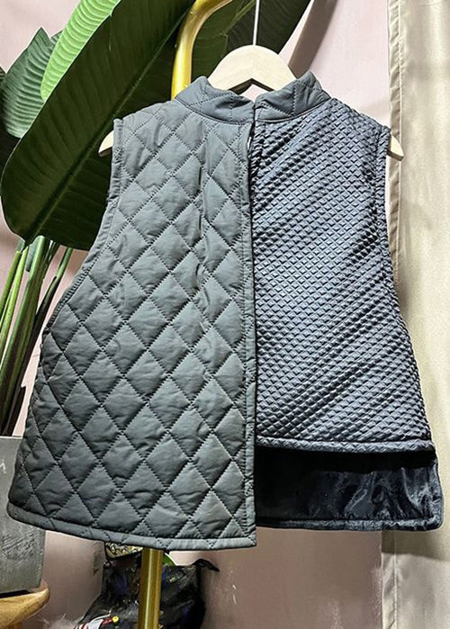 Women Red Asymmetrical Chinese Button Cotton Blended Waistcoat Sleeveless