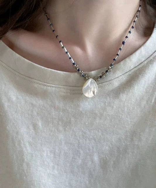 Women Stainless Steel Shell Beading Pendant Necklace