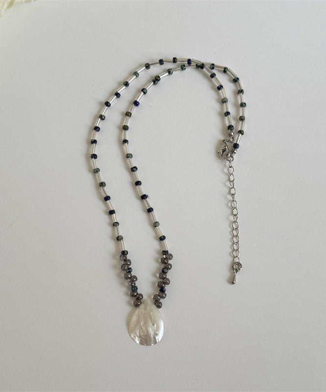 Women Stainless Steel Shell Beading Pendant Necklace