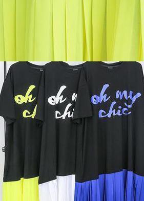 Women white cotton Tunics Stitches Women Spliced Pullover Fashion Dress - SooLinen