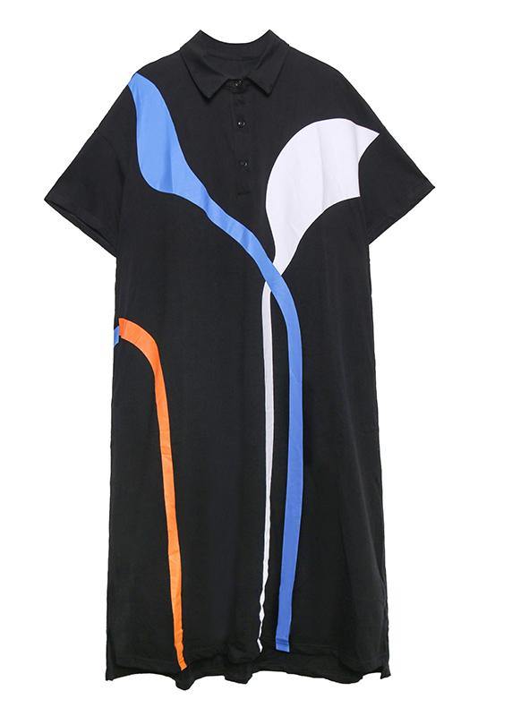 Women white cotton quilting clothes lapel patchwork A Line summer Dresses - SooLinen