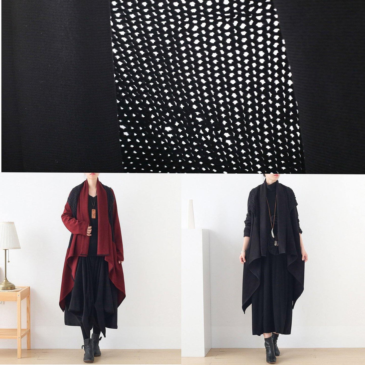 Women's sweater knitted stitching plus size outer cover - SooLinen