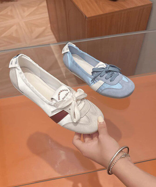 Yellow Flat Shoes For Women Suede Fashion Splicing Lace Up